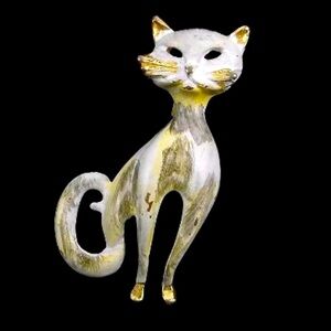 Vintage 1960s enameled Cat Brooch